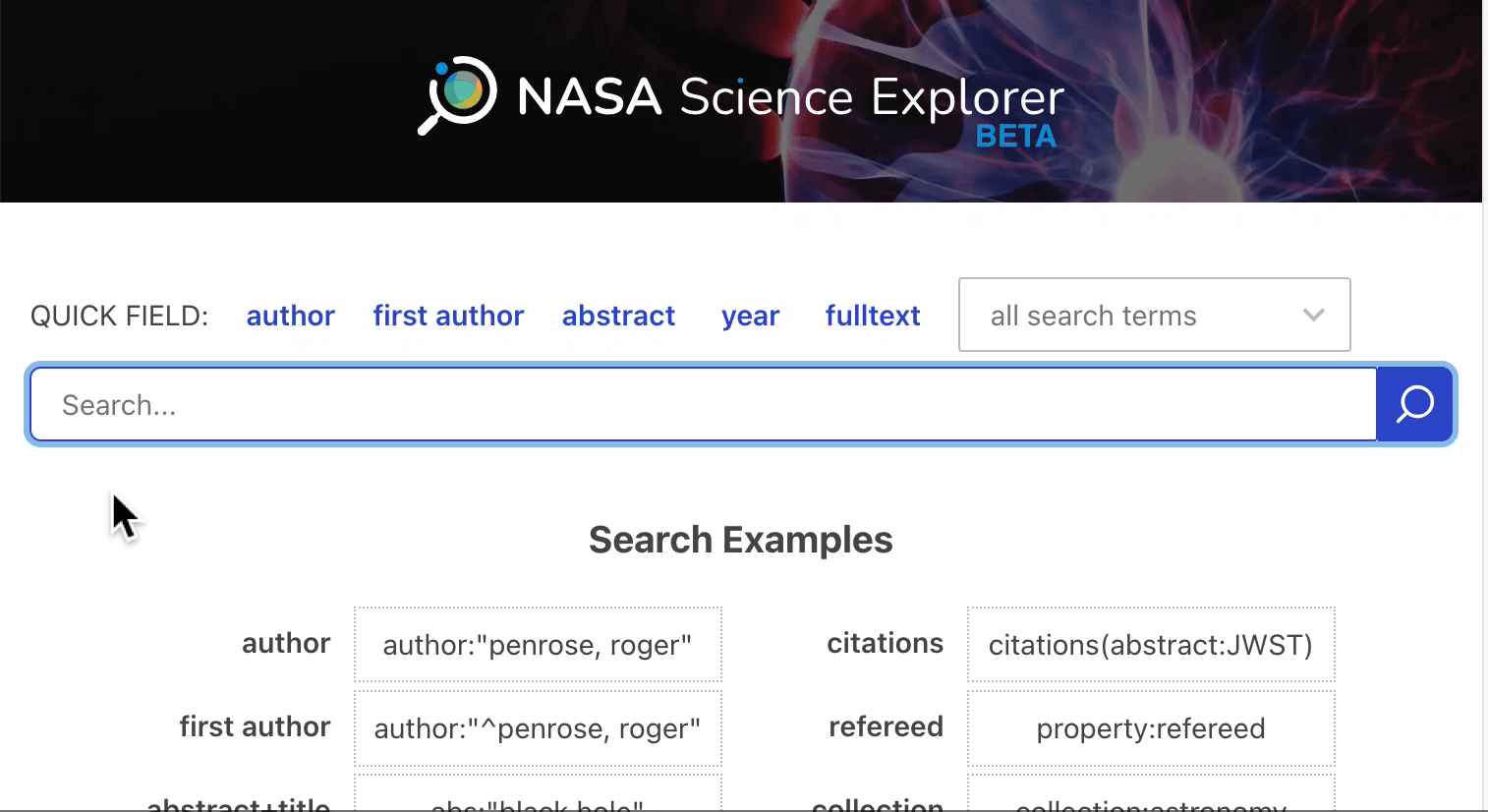 a short
   animated image showing querying by first author using the caret operator