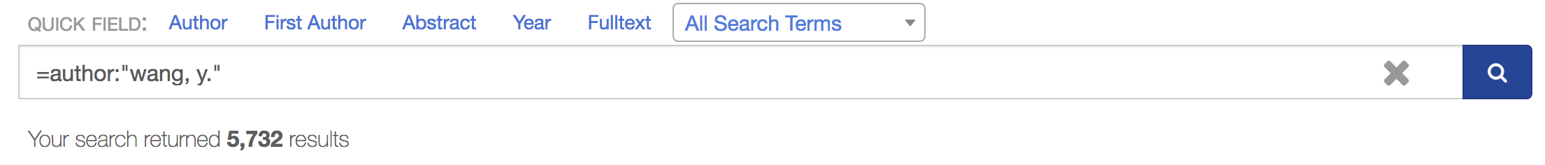 Exact
   name matching query with full family name and given name
   initial. 5732 total search results.