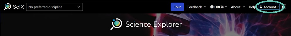 Scix account location in the website