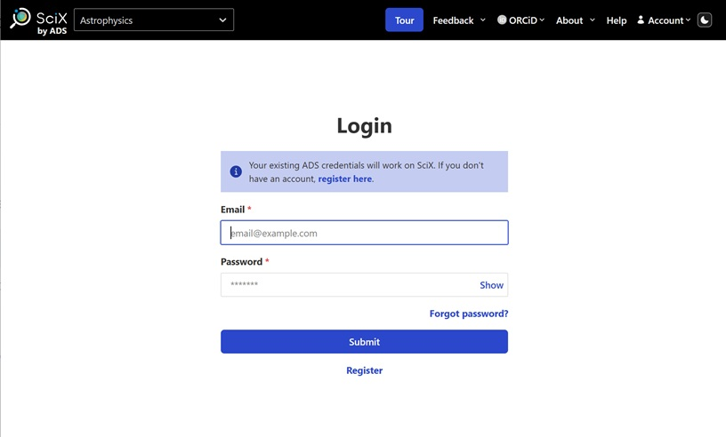 The login page