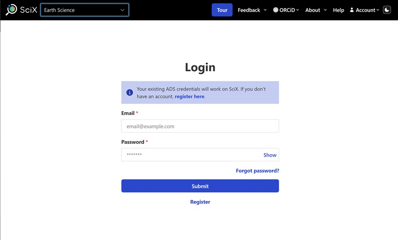The login page